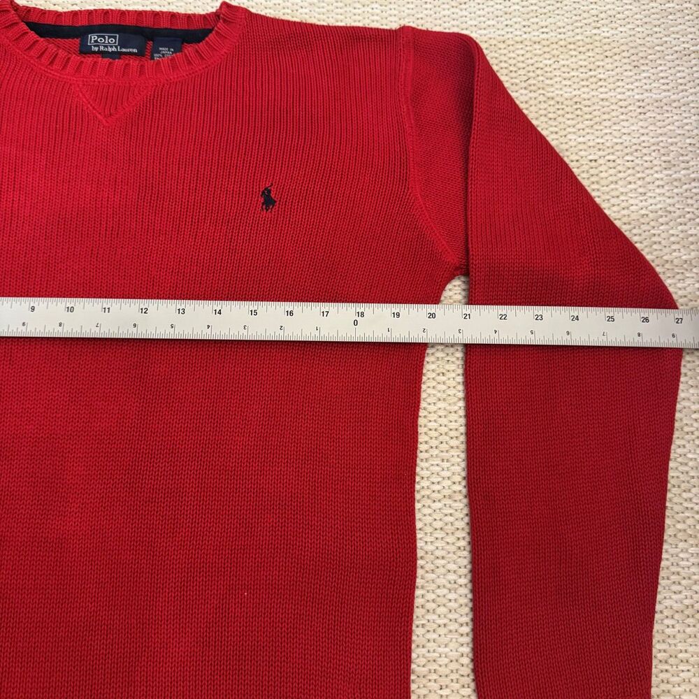 Vintage 90's Polo by Ralph Lauren Red Sweater, Large, 100% Cotton, Made in Japan - Picture 7 of 8